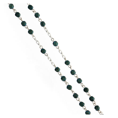 Rosenkranz aus 925er Silber und mit grünen Perlen aus Hematit, 4 mm 3