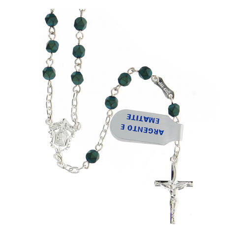 Rosary in 925 silver with 4 mm green hematite beads 1