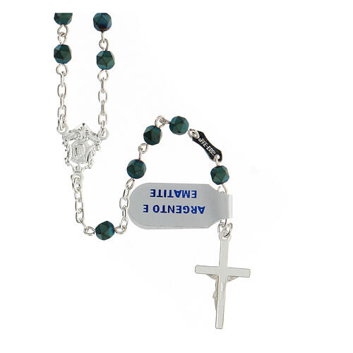 Rosary in 925 silver with 4 mm green hematite beads 2