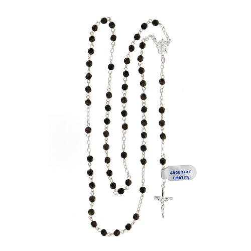 Rosary in 925 silver with 4 mm brown hematite beads 4