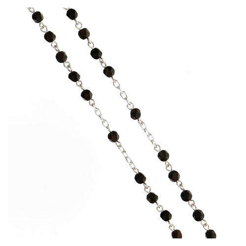 Silver rosary brown multifaceted hematite beads 4mm 3