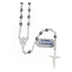 Rosary in 925 silver with 4 mm grey hematite beads