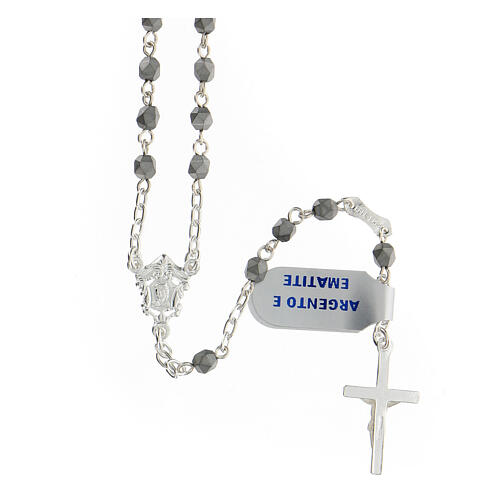 Rosary in 925 silver with 4 mm grey hematite beads 2
