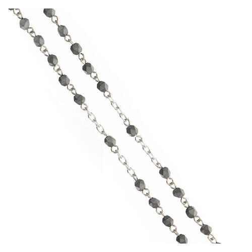 Rosary in 925 silver with 4 mm grey hematite beads 3