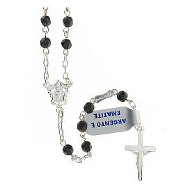 Rosary 4 mm dark grey hematite beads 925 silver crucifix