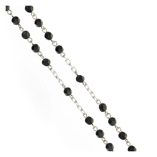 Rosary 4 mm dark grey hematite beads 925 silver crucifix 3