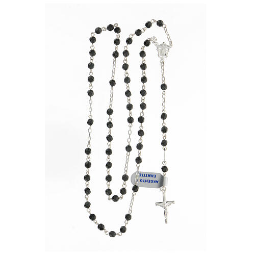 Rosary 4 mm dark grey hematite beads 925 silver crucifix 4