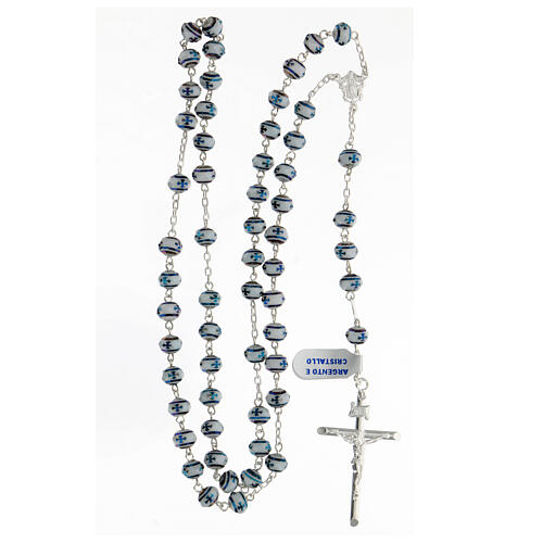 Rosary crystal 6x8 mm beads 925 silver cross 4