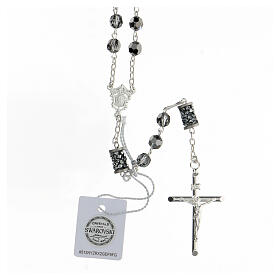 Rosary in 925 silver with 6 mm grey beads