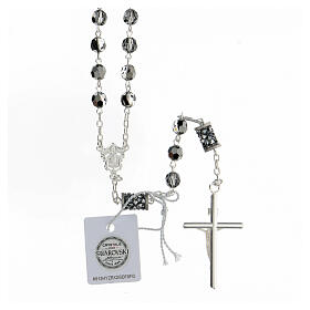 Rosary in 925 silver with 6 mm grey beads