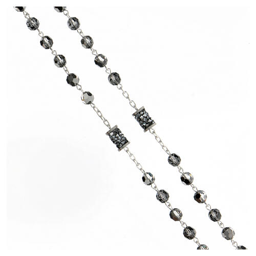 Rosary in 925 silver with 6 mm grey beads 3