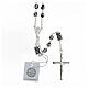 Gray strass rosary pater 925 sterling silver tubular cross boxes s1