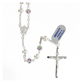 Rosary in 925 silver with 6 mm multicolour beads