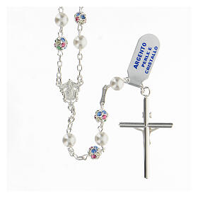 Rosary in 925 silver with 6 mm multicolour beads