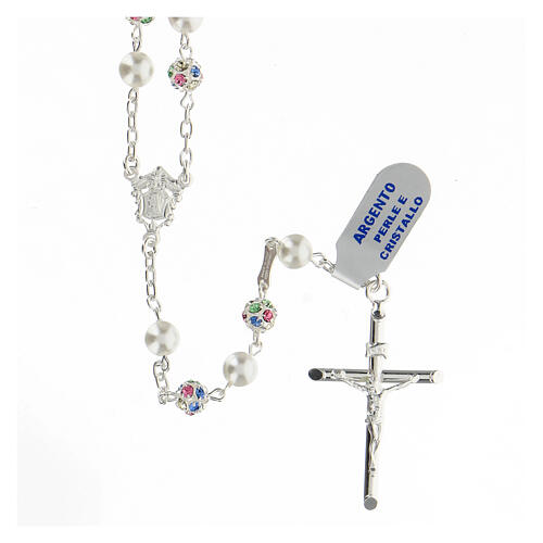 Rosary in 925 silver with 6 mm multicolour beads 1