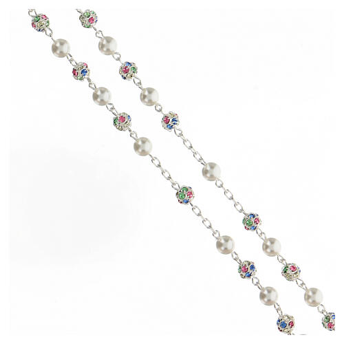 Rosary multicolor strassball pearl beads 6mm 925 silver 3
