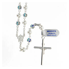 Rosary in 925 silver with 6 mm strassball beads