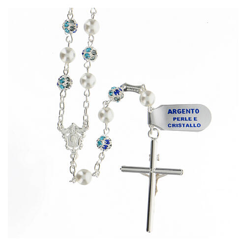 Rosary in 925 silver with 6 mm strassball beads 2