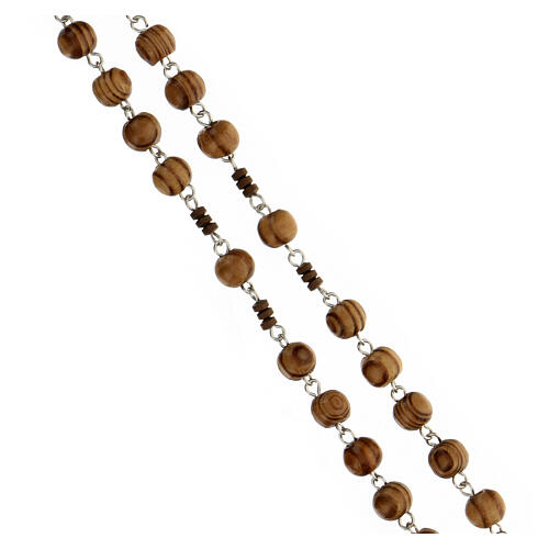 Rosary with spotted wood beads 6 mm pater brown hematite 925 silver 3