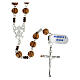 Rosary with spotted wood beads 6 mm pater brown hematite 925 silver s1