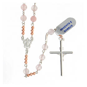 Rosary in 925 silver with 6 mm rose quartz beads