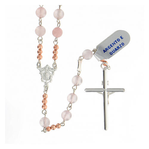 Rosary in 925 silver with 6 mm rose quartz beads 2