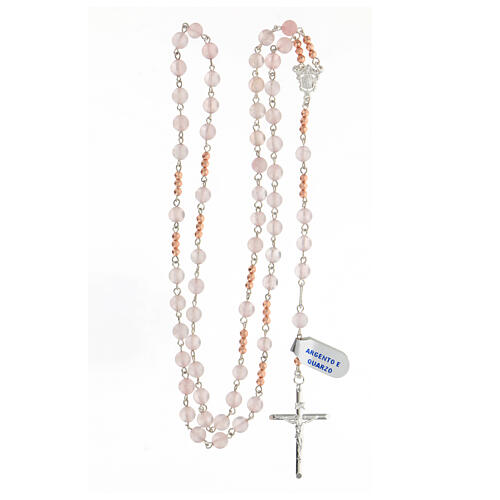 Rosary in 925 silver with 6 mm rose quartz beads 4