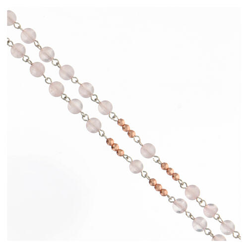 Silver rosary rose quartz 6 mm beads pink hematite 3