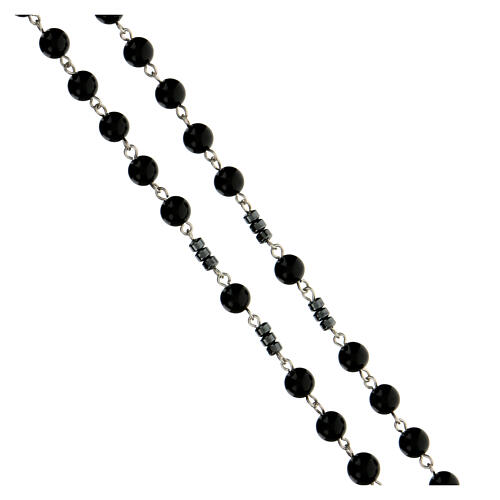 Rosenkranz aus 925er Silber mit Perlen aus grauem Hematit, 6 mm 3