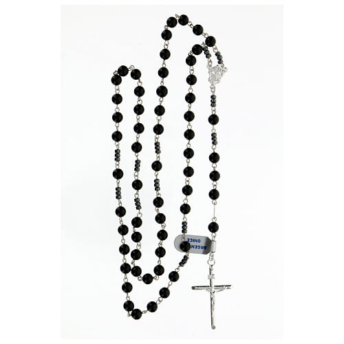 Rosary onyx 6 mm beads pater grey hematite 925 silver 4