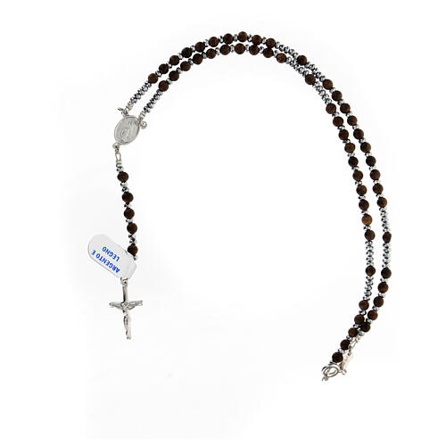 Rosary wood beads 3 mm grey hematite 925 silver Miraculous medal 4