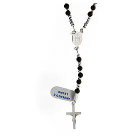 Rosary in 925 silver with 3 mm black beads Miracolous Medal