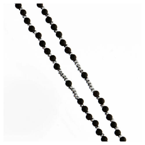 Rosary Miraculous centerpiece wooden beads 3 mm black hematite beads 3