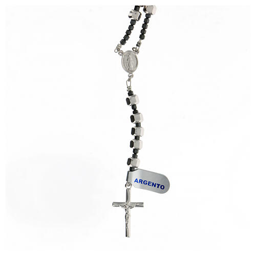 Rosary in 925 silver with 5x7 mm beads Miracolous Medal 1
