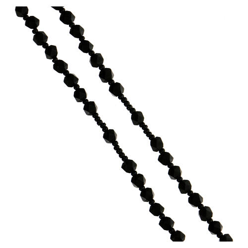 Rosenkranz aus 925er Silber mit schwarzen Perlen aus Glas, 5 mm 3