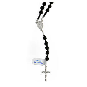Glass rosary 5 mm black opaque beads Miraculous Mary medal 925 silver
