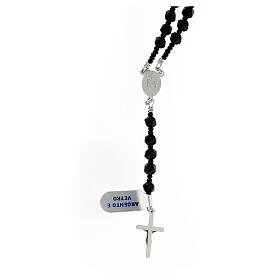 Glass rosary 5 mm black opaque beads Miraculous Mary medal 925 silver