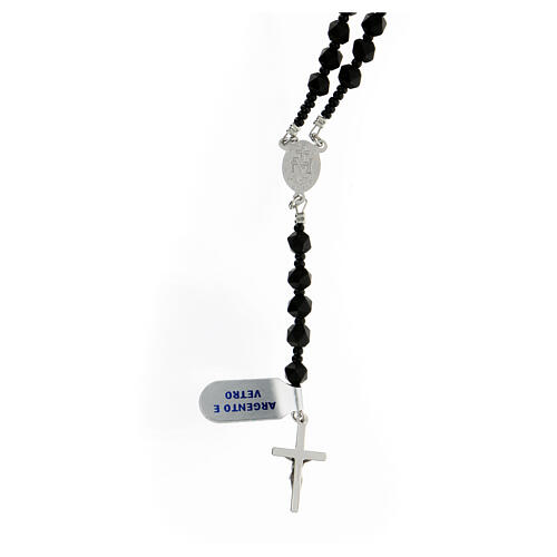 Glass rosary 5 mm black opaque beads Miraculous Mary medal 925 silver 2