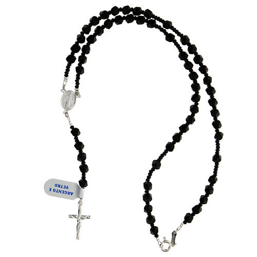 Glass rosary 5 mm black opaque beads Miraculous Mary medal 925 silver 4
