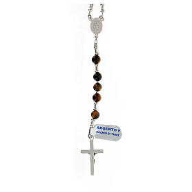Rosary Miraculous Mary medal tiger eye beads 6 mm 925 silver