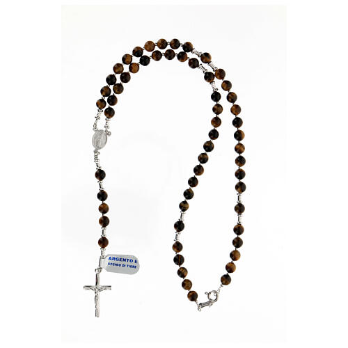Rosary Miraculous Mary medal tiger eye beads 6 mm 925 silver 4