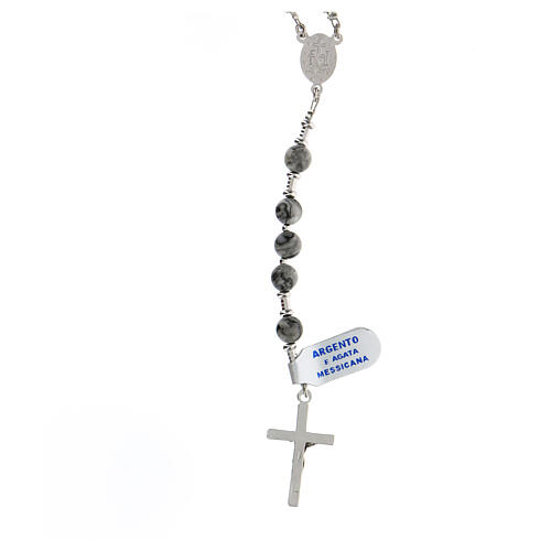 Różaniec ze srebra 925, koraliki agat meksykański 6mm 2