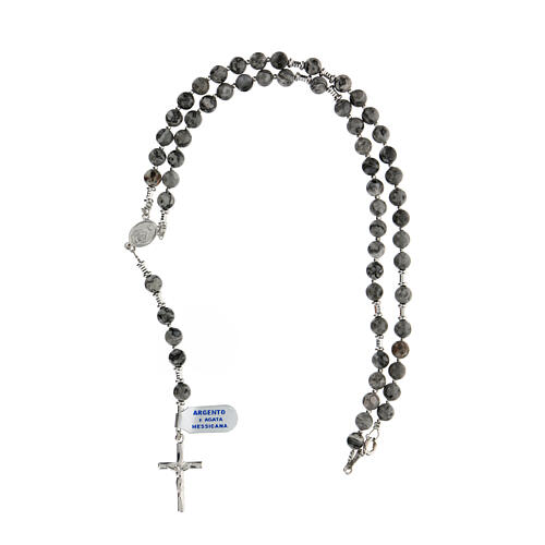 Rosary Mexican agate 6 mm beads 925 silver Miraculous medal 4