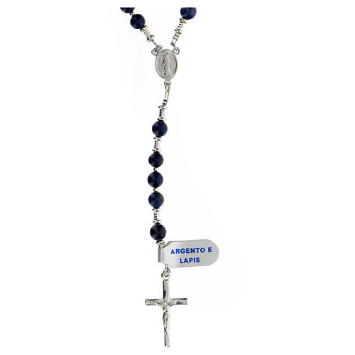 Różaniec ze srebra 925, koraliki lapis lazuli 6 mm 1
