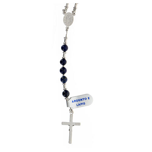 Różaniec ze srebra 925, koraliki lapis lazuli 6 mm 2