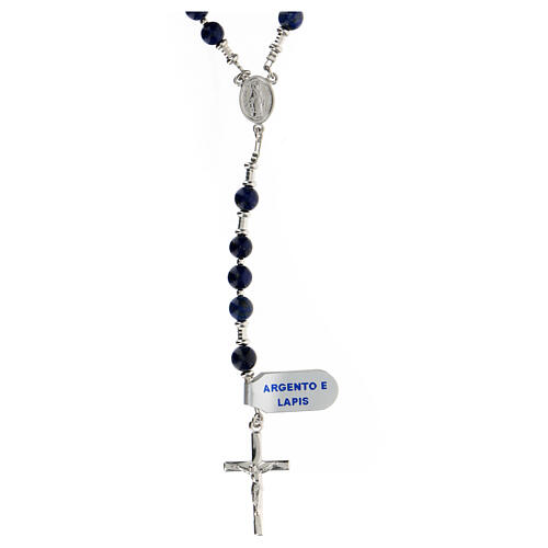 Rosary Miraculous centerpiece lapis lazuli beads 6 mm 925 silver 1