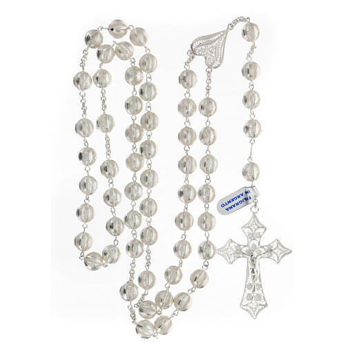 Rosary in 925 silver filigree with heart and cross 5.6 cm 4