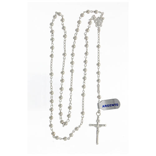 Rosary in 925 silver with smooth beads tubular cross 4