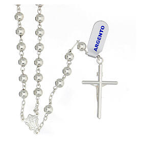 Rosary tubular cross 925 silver 6 mm beads