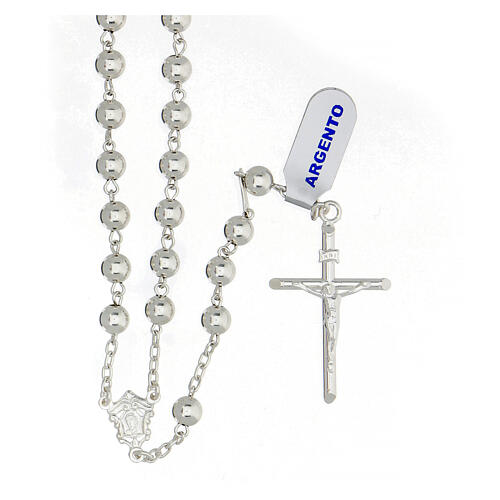 Rosary tubular cross 925 silver 6 mm beads 1